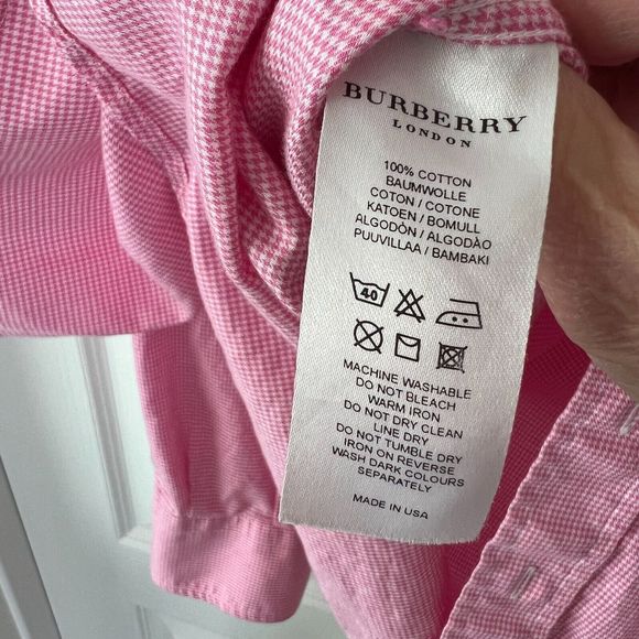 Burberry London Shirt Size XL Men Collared Long Sleeve Button Up Pink Plaid - Picture 9 of 9